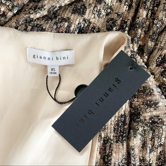 Gianni Bini Moor Leopard Animal Print Sequin Wrap Mini Dress XS - Picture 5 of 8